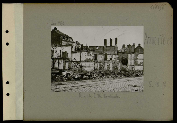 Armentières. Rue de Lille bombardée