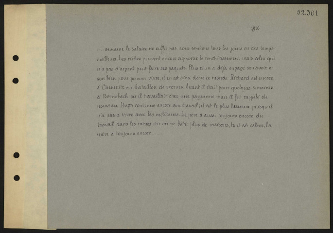 [Traduction de la lettre de 1916]