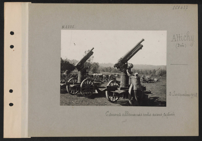 Attichy (près). Canons allemands contre avions capturés