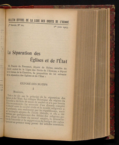 Juin 1903 - Bulletin officiel de la Ligue des Droits de l'Homme