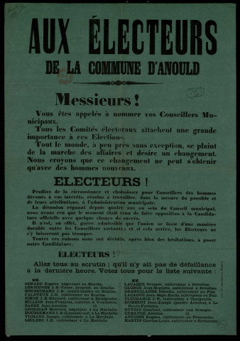 Commune d'Anould : Votez tous pour la liste suivante