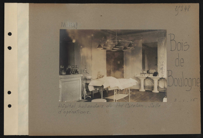 Bois de Boulogne. Hôpital hollandais du Pré Catelan. Salle d'opérations