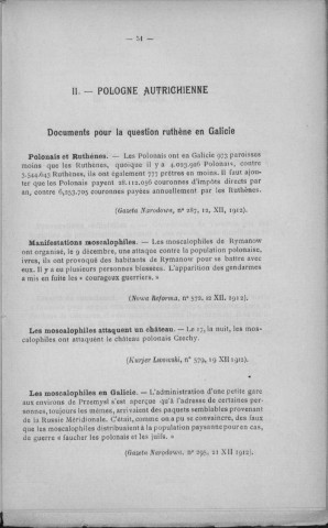 Agence Polonaise de Presse (1913, n° 134- n°144)  Sous-Titre : patronné par le Conseil National de Galicie
