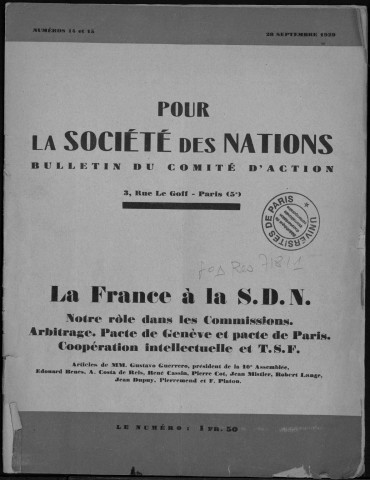 Comité d'action pour la Société des Nations et Groupement universitaire français pour la Société des Nations