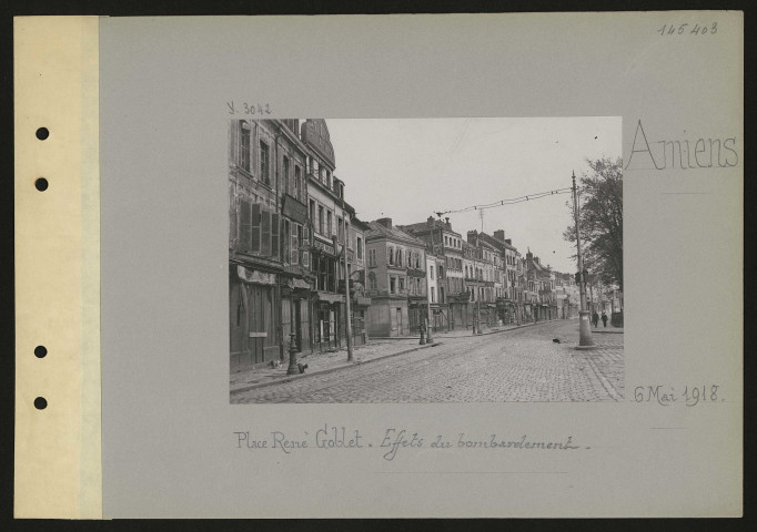 Amiens. Place René Goblet : effets du bombardement