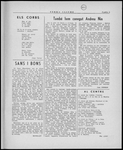 Terra Lliure (1977 : n° 35-44). Sous-Titre : Butlletí de la Regional Catalana C.N.T [puis] Butlletí interior de l'Agrupació Catalana C.N.T. (Exterior)