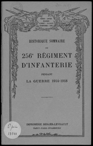 Historique du 256ème régiment d'infanterie