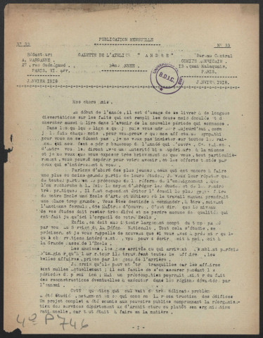 Gazette de l'atelier André - Année 1918 - fascicule 33-34