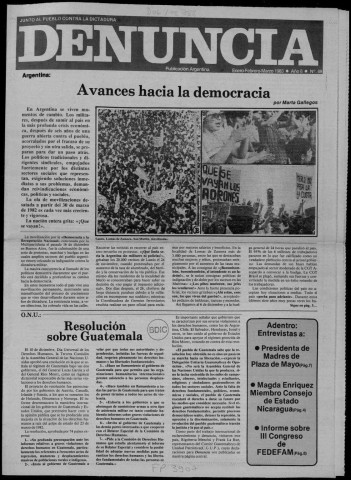 Denuncia. N°69. Enero-Febrero-Marzo 1983. Sous-Titre : Junto al pueblo, contra la dictadura