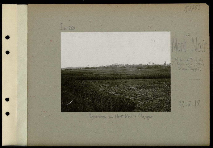 Le Mont Noir (Nord de la Croix de Poperinghe, commune de Saint-Jean-Cappel). Panorama du mont Noir à l'horizon