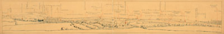 (Vue panoramique de l'observatoire 3098 (Bois de Chenicourt, S.E. de Nomény), juin 1916Sous-Titre : Légende topographique