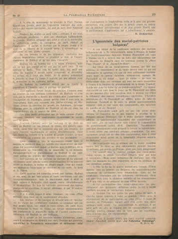 Août 1925 - La Fédération balkanique