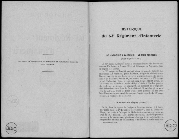 Historique du 63ème régiment d'infanterie