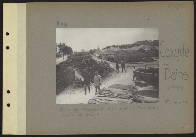 Coxyde-Bains (près). Route de Nieuport. Lieu-dit la Sablière. Dépôt du génie