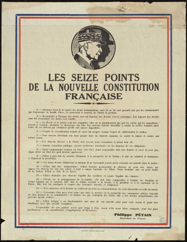 Les seize points de la nouvelle constitution française