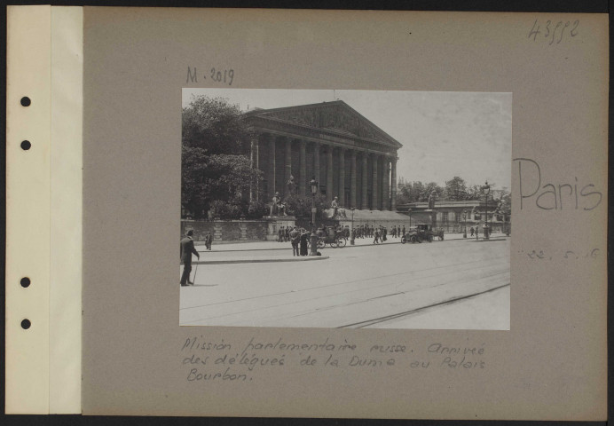 Paris. Mission parlementaire russe. Hôtel Crillon. Monsieur Protopopov, vice-président de la Duma, et président de la mission