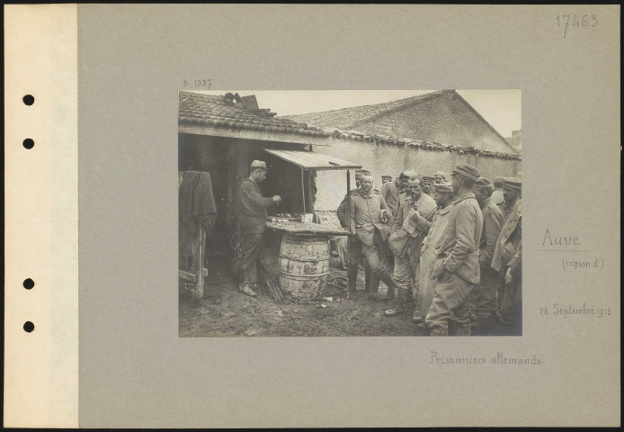 Auve (région d'), Camp Joffre. Prisonniers allemands