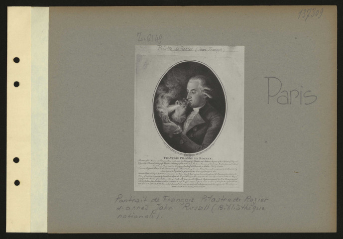 Paris. Portrait de François Pilastre de Rozier d'après John Russell (Bibliothèque nationale)