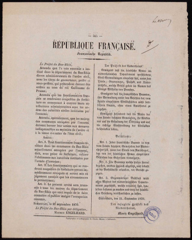 L'armée a institué… divers administrateurs de l'ordre civil = Die feindliche Armee… Verschiedene, Civil-Verwaltungen eingesetzt hat
