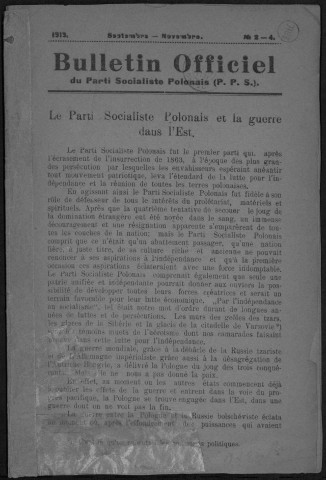 Bulletin officiel du Parti Socialiste Polonais (1919: n°2-4)