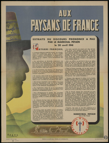 Aux paysans de France : extraits du discours prononcé à Pau par le maréchal Pétain