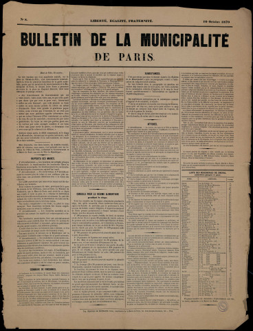 Bulletin de la municipalité de Paris n° 7 : rapports des maires… Subsistances…