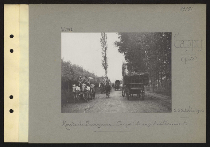 Cappy (près). Route de Suzanne. Convoi de ravitaillement