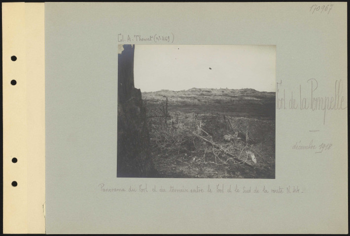 Fort de la Pompelle. Panorama du fort et du terrain entre le fort et le sud de la route n° 44