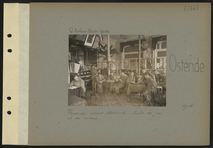 Ostende. Foyer du soldat allemand. Salle de jeu et de lecture