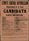 Comité Libéral Républicain du Département de la Seine : Liste définitive