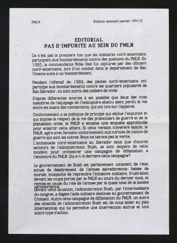 Bulletin mensuel d'information de la représentation du FDR-FMLN - 1991