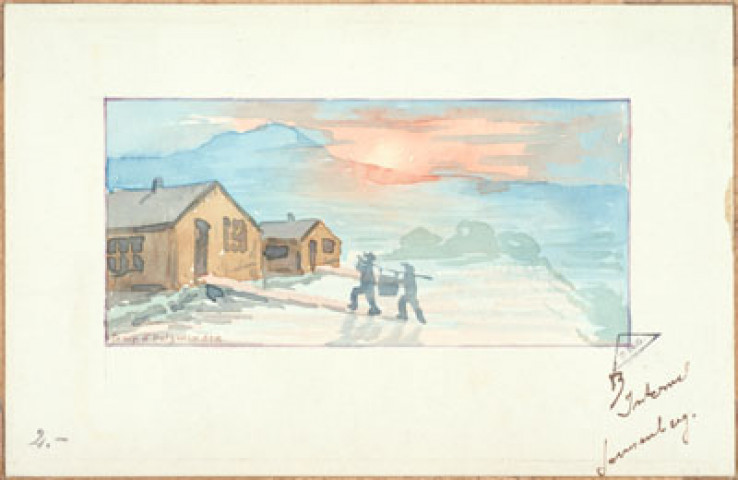 (4 scènes des camps de prisonniers de Sonnenberg, Autriche-Hongrie, 1916)