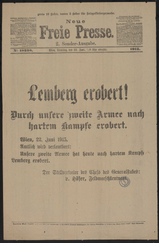 Neue Freie Presse : 2. Sonder Ausgabe, N° 18258