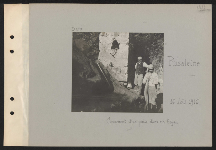 Puisaleine. Creusement d'un puits dans un boyau