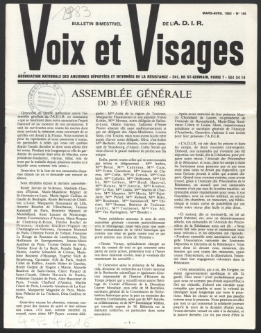 Voix et visages - Année 1983