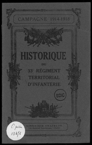 Historique du 33ème régiment territorial d'infanterie