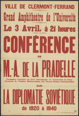 Conférence de M.-A. de La Pradelle : la diplomatie soviétique de 1920 à 1940