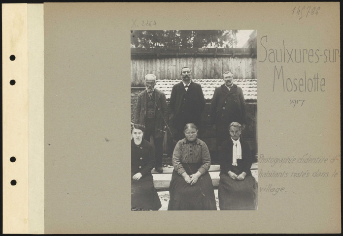 Saulxures-sur-Moselotte. Photographie d'identité d'habitants restés dans le village