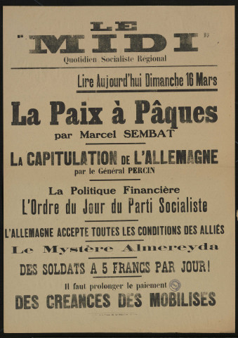 Le Midi. Lire aujourd'hui dimanche 16 mars