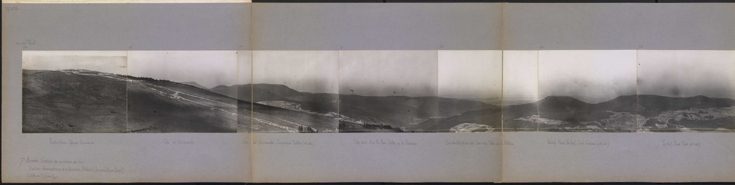 7e armée. Groupe des canevas de tir. Station-observatoire d'infanterie Ribout (Immerlins-Kopf). Echelle de 1 mm pour 1/1000e. Schratzmannele. Barrenkopf. Hornleskopf