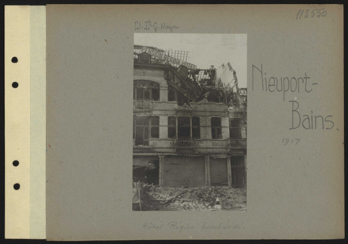 Nieuport-Bains. Hôtel Regina bombardé