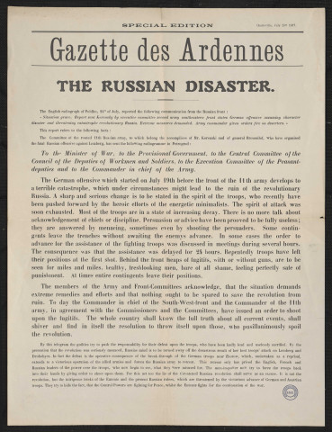 Gazette des Ardennes : the Russian disaster