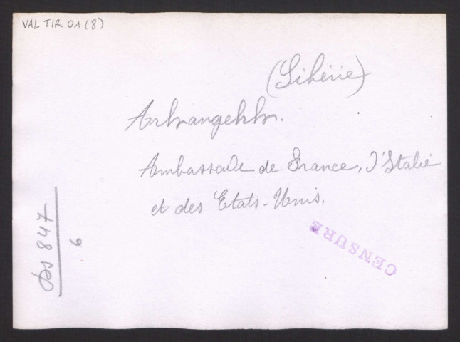 Arkhangelsk (Sibérie). Ambassade de France, d'Italie et des Etats-Unis