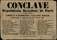 Conclave Républicain Socialistes de Paris : Liste de Candidats