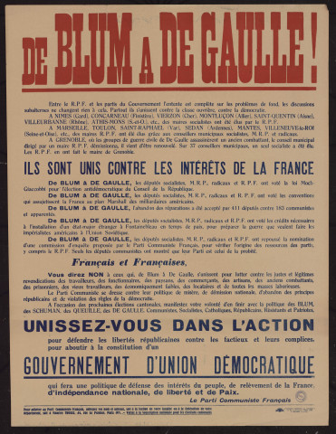 De Blum à De Gaulle ! : ils sont unis contre les intérêts de la France… Unissez-vous dans l'action…