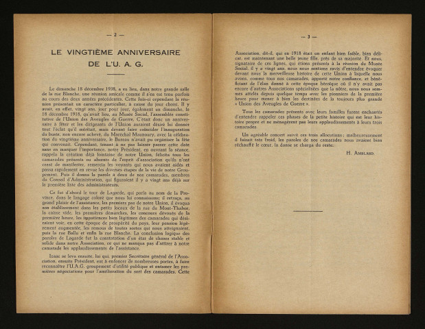 Année 1939 - Bulletin mensuel de l'Union des aveugles de guerre et journal des soldats blessés aux yeux