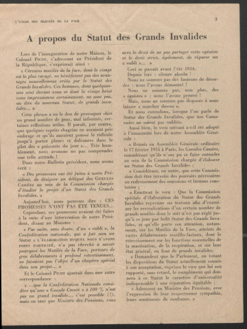 Année 1935. Bulletin de l'Union des blessés de la face "Les Gueules cassées"