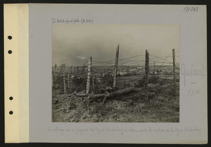 Quéant. Le village où se joignent les lignes Hindenburg et Wotan, après la rupture de la ligne Hindenburg