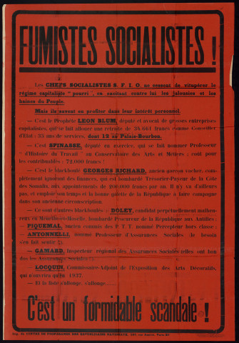 Fumistes socialistes ! & C'est un formidable scandale !