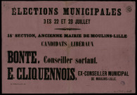 Ancienne mairie de Moulins-Lille : Candidats Libéraux Bonte Cliquennois